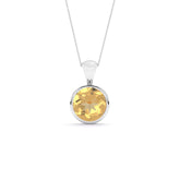 natural citrine round shape pendant necklace